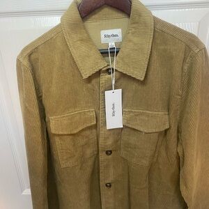 Rhythm Corduroy Long Sleeve Overshirt - Sand Large